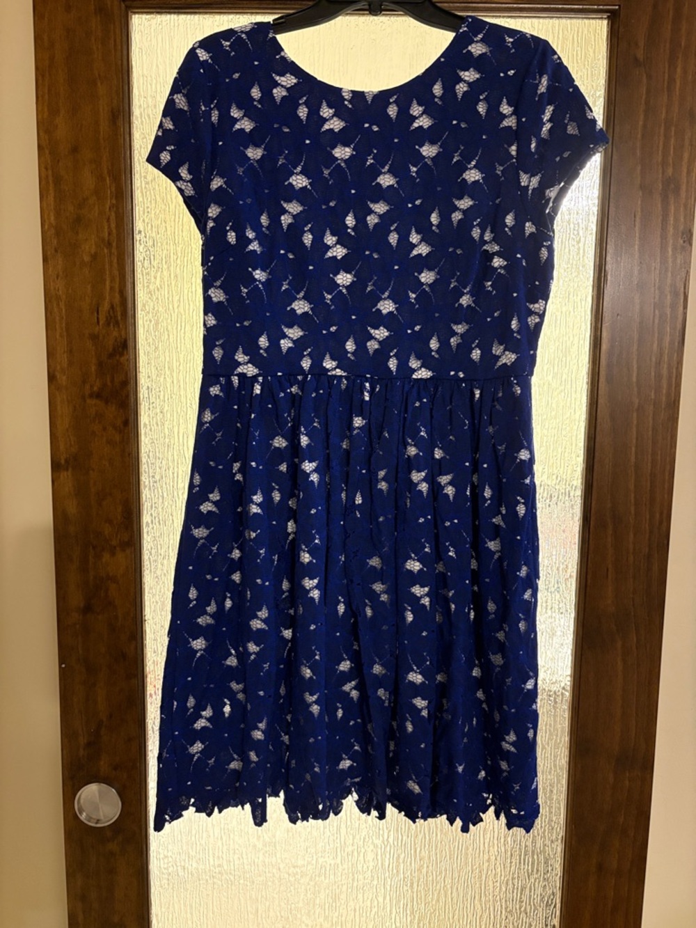 Vince Camuto Royal Blue Floral Lace Fit-and-Flare Dress - Women’s Size 14